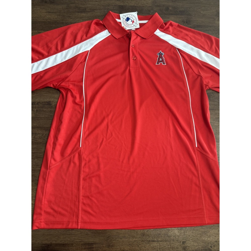 Size XL Los Angeles Angels Polo Shirt Mens Red MLB Baseball Short Sleeve NEW